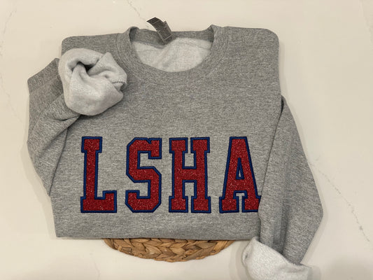 LSHA Red Glitter Sweatshirt (Adult + Youth sizes)