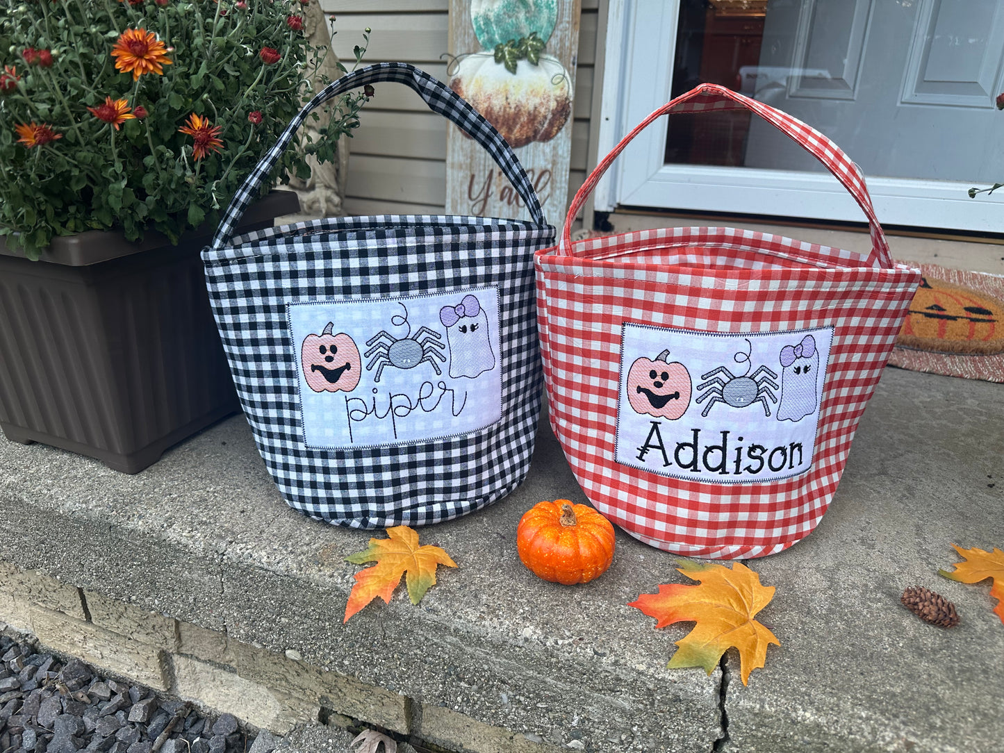 Embroidered Halloween Baskets