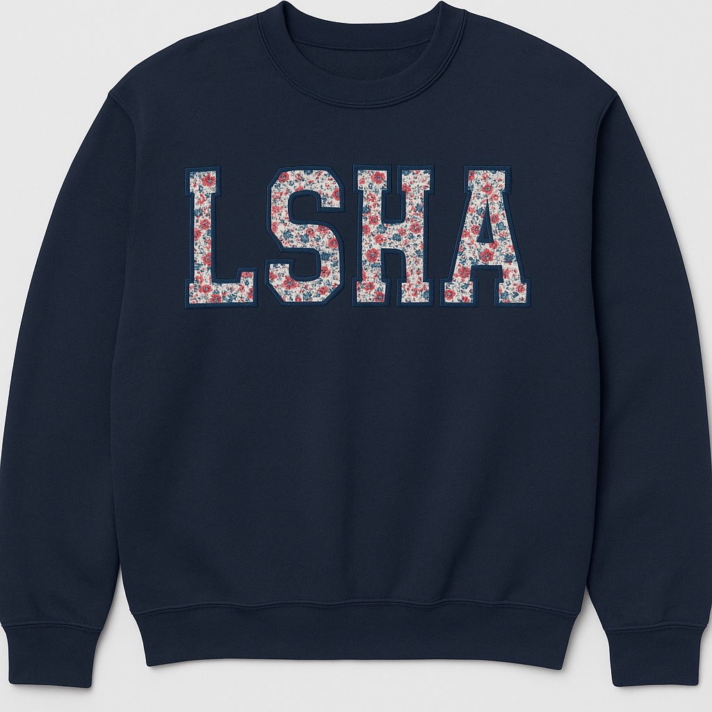 LSHA Floral letter Navy Sweatshirt (Adult + Youth sizes)
