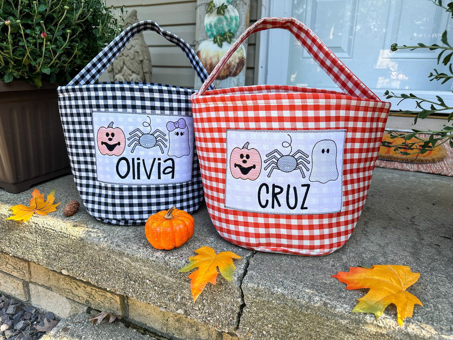 Embroidered Halloween Baskets